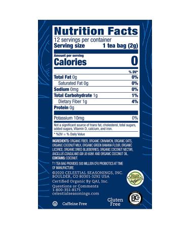 Celestial Seasonings Gut Health Tea - Organic Cinnamon Oat, Caffeine-Free, 12 Bags - Buy Online on SooperMarket.com