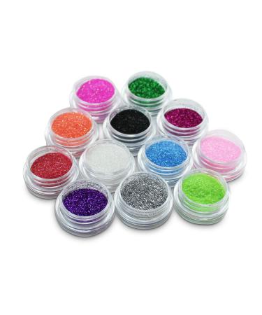 12 Mix Colours Nail Art Craft Acrylic Fine Glitter Powder Pots Tips Decoration
