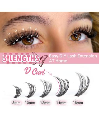 TOOCHUNAG Eyelash Extension Kit - 320pcs 30D+40D Individual Lashes Cluster Set with Bond, Seal, and Tweezers - DIY Lash Extensions 8-16mm - Buy Online on SooperMarket.com