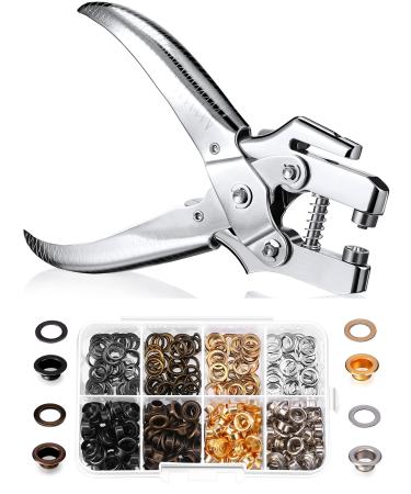 3/16 Inch Grommet Tool Kit Grommet Eyelet Plier Set Eyelet Hole Punch Pliers Grommet Hand Press Pliers with 200 Pieces of Grommets Eyelets for Shoes Clothes Bags Craft Supplies