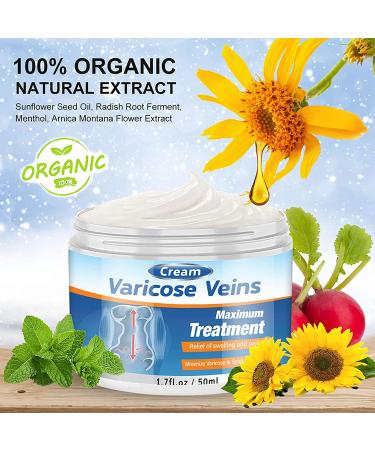 Varicose Veins Cream - Effective Treatment for Leg Relief, Phlebitis & Circulation Improvement (1.7 Fl Oz) - Buy Online on SooperMarket.com