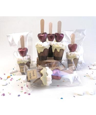 Belgian Hot Chocolate Stirrers Spoons Sticks set with Marshmallow & Heart Handmade Individually wrapped (3) - Buy Online on SooperMarket.com