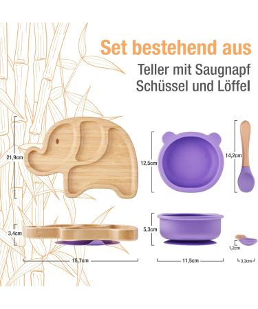Shop PICFORKID High-Quality Children's Tableware Set - Bamboo Plate with Suction Cup Spoon & Silicone Bowl - Ideal Gift for Birthdays & BLW - Buy Online on SooperMarket.com
