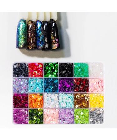 Harilla Nail Art Sequins Manicure Nail Glitter for Women Girls Sequins Beads 24 Grids Nail Decals for Nails Tools Jewelry Making - Buy Online on SooperMarket.com