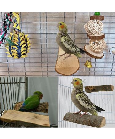 Tfwadmx Parrot Perch 2 Pack - Natural Wood Bird Stand for Cage | Playground Accessories for Parakeet, Cockatiel, Lovebird, Finches, Conure, Budgie - Buy Online on SooperMarket.com