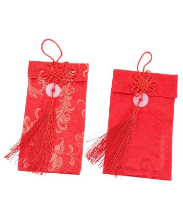 ABOOFAN 4 Pcs Fabric Red Envelope Chinese Gifts Hongbao Envelopes Lucky Money Envelopes Silk Red Envelope Red Envelopes Embroidered Purse Party Red Packets Cloth New Year Money Bag
