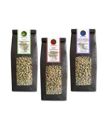Green coffee - Green coffee Ethiopia Java organic Honduras (green coffee beans economy pack 3x500g)
