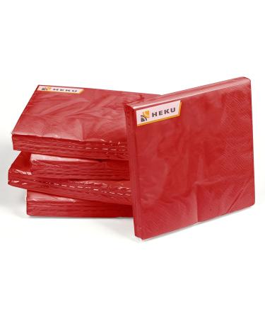 HEKU 100 Red 3-Layer Napkins | 33x33cm | Highly Absorbent & Stylish | Perfect for Events & Gastronomy | Practical 5-Pack - International Shipping Available - Buy Online on SooperMarket.com