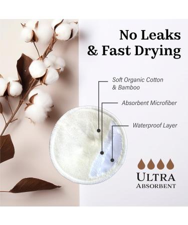 Non-Slip Nursing Pads - 14 Washable Organic Cotton Leakproof Breast Pads | Reusable Soft & Absorbent Eco-Friendly Breastfeeding Essentials - Buy Online on SooperMarket.com