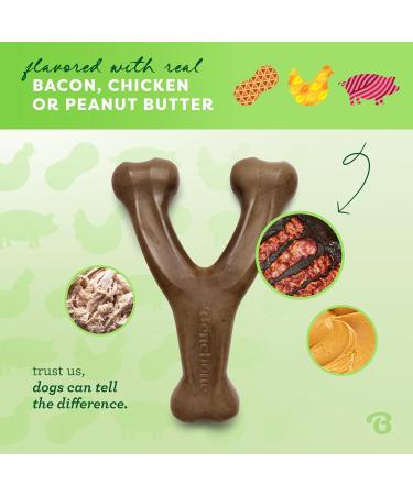 Benebone Wishbone Real Peanuts Medium Durable Dog Chew Toy for Aggressive Chewers | International Shipping Available - Buy Online on SooperMarket.com