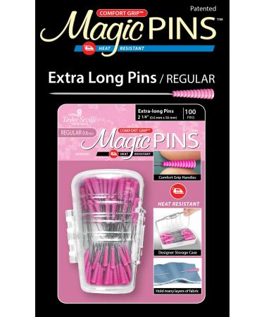 Taylor Seville Originals Comfort Grip Magic Pins Extra Long Regular -Quilting Supplies-Sewing Supplies-Sewing Notions-100 Count