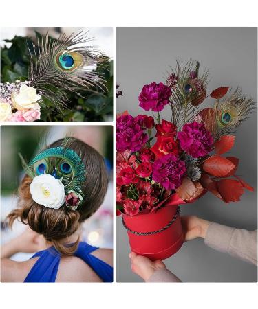 10pcs Multicolored Natural Peacock Feathers for DIY Crafts and Easter Decoration - 10-12 inch - Buy Online on SooperMarket.com