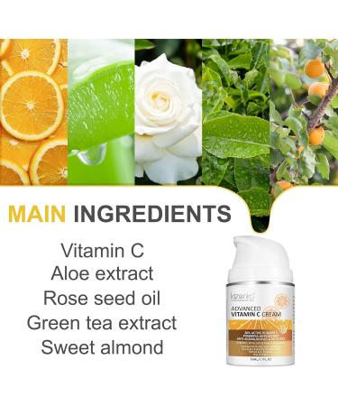 Vitamin C Cream 20% Vitamin C Age Aging Cream for Face and Skin Moisrturiser Day Cream Fits for Women for Smoothing Fine Lines & Wrinkles - 50ml - Buy Online on SooperMarket.com