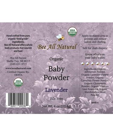 Organic Baby Powder - Talc-Free, 4oz Bottle, Gluten Free & USDA Organic | Bee All Natural - Buy Online on SooperMarket.com