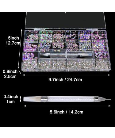 3830pcs Nail Rhinestones Gems Kit - 3D Crystal Diamond Stones, Mixed Shapes, Round Flat Rhinestones - Includes Nail Jewels Wax Pen & Gift Box - for Acrylic Nail Art DIY Crafts - Buy Online on SooperMarket.com