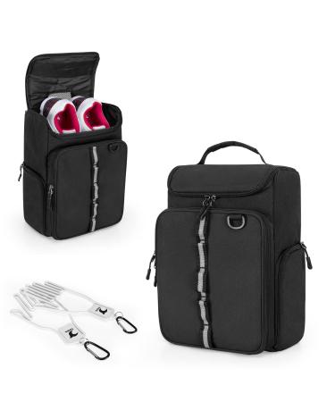 Goburos golf shoe bag for a few shoes US men 14 golf shoe carrier bag with free glove holders (a couple) front and side pockets for tess gloves and ball black bag