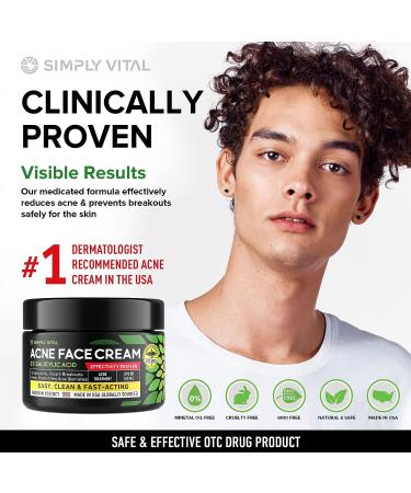 Acne Medication Face Cream - Fast Acting USA-Made Treatment for Stubborn Pimples, Blackheads, Whiteheads - Soothing Moisturizer for Acne Relief & Scar Prevention - 2oz - Buy Online on SooperMarket.com