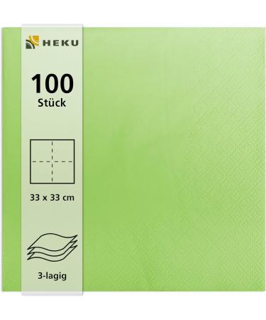 HEKU 100 Light Green Napkins - 3-Layer 33x33cm Highly Absorbent Stylish & Practical 5-Pack for Events & Gastronomy - International Shipping Available - Buy Online on SooperMarket.com