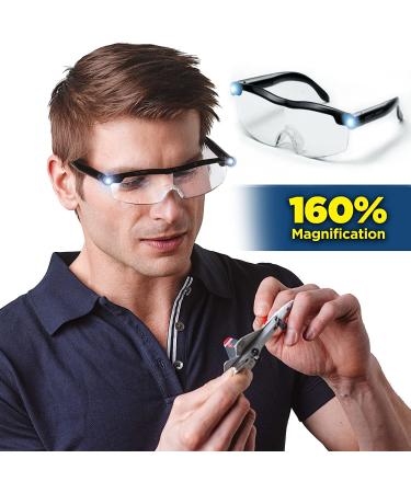 Magnifying Glasses with LED Light Big Zoom Vision Reading Glasses Eyewear Rechargeable 160% Magnification Eyeglasses Hands Free for Reading Hobbies and Close Work Black - Buy Online on SooperMarket.com