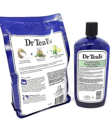 Dr Teal's Hemp Seed Oil Epsom Salt Soak 3 LBS + Foaming Bath 34 FL OZ Bundle - Buy Online on SooperMarket.com