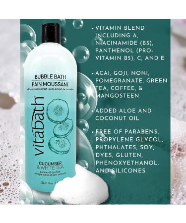 Vitabath Cucumber & White Tea Bubble Bath - Rich Foaming Aromatherapy Soak for All Skin Types | Moisturizing & Nourishing - 33.8 fl oz - Buy Online on SooperMarket.com