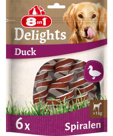 8in1 Delights Duck Kau -Spiralen - Healthy Kausnack for Dogs High quality duck meat wrapped in beef skin 6 pieces of duck 6 pieces (1 Pack)