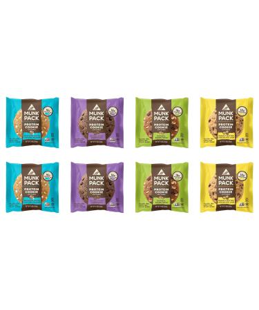 Munk Pack Protein Cookie Variety 2.96 oz - All 4 Flavors 2 of each (Pack of 8)