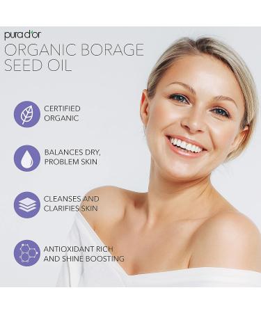 PURA D'OR Organic Borage Seed Oil 4oz - 100% Pure USDA Certified Cold Pressed Natural Moisturizer for DIY Skin Care - Men & Women - Hexane-Free Base Carrier Oil - Buy Online on SooperMarket.com