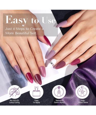 AZUREBEAUTY Dip Powder Nail Set - 6 Colors Fall Winter Purple Rose Red Glitter | DIY Salon Manicure Kit No Nail Lamp Needed - Buy Online on SooperMarket.com