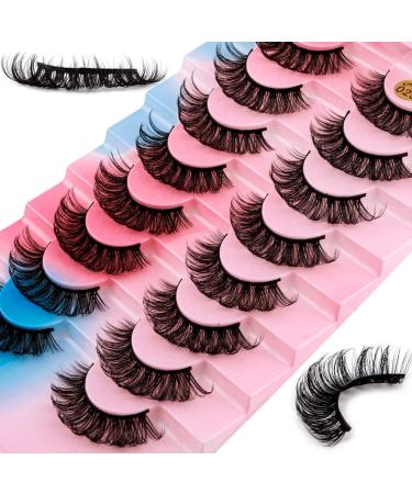 False Eyelashes Mink Lashes 8 Pairs Dramatic D-Curly Natural Fluffy Fake Lashes (025)