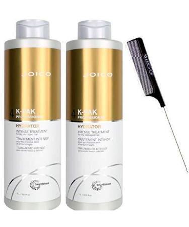 treatment JOlCO K-PAK INTENSE HYDRATOR Treatment for Dry Damaged Hair (with Sleek Steel Pin Tail Comb) Bio-Advanced Peptide Complex (XL 33.8 oz / 1000 ml LITER (PACK OF 2))