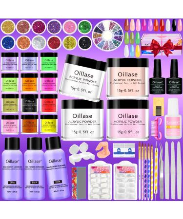Large Acrylic Nail Kit Set Professional Acrylic with Everything  Nail Acrylic Powder for Beginners  Acrylic Nail Supplies Acrylic Nail Brush  Practice Hand for Acrylic Nails (Multicolor)