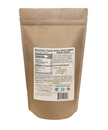 Royal Lee Organics Emmer Grain - 2lbs Pack - Organic Whole Grain - Buy Online on SooperMarket.com