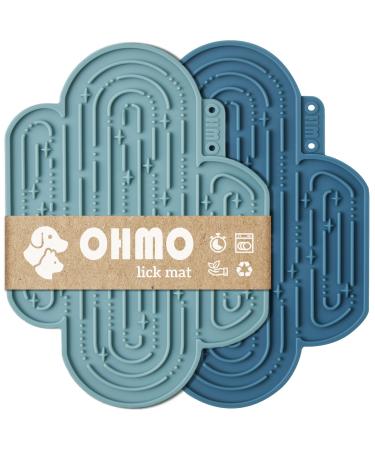 OHMO Licky Mats for Dogs and Cats 2 Pcs Cactus Silicone Lick Mats with Suction Cups for Pet Anxiety Relief Dog Slow Feeding(Dark Blue&Light Blue) M Dark Blue&Light Blue