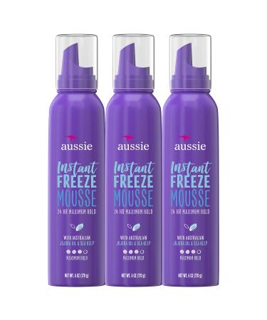 Aussie Mousse with Jojoba & Sea Kelp Instant Freeze 24 Hour Hold 6 fl oz Triple Pack