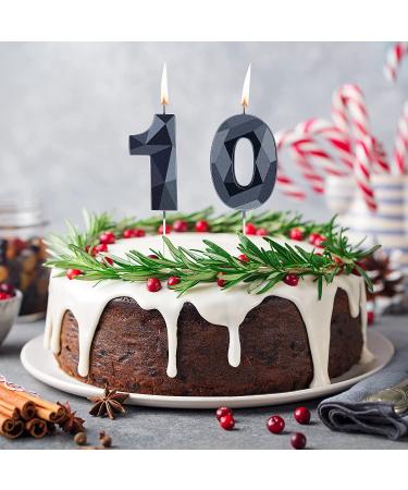 10th Birthday 3D Diamond Number Candle - Black Cake Topper for Family Baking & Theme Party - Buy Online on SooperMarket.com