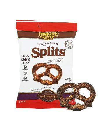 Unique Snacks Extra Dark Splits Pretzels Delicious Vegan Homestyle Baked Certified - Pack of 24