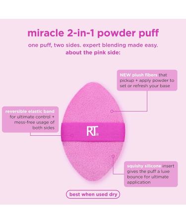 Real Techniques Miracle 2-In-1 Powder Puff Dual-Sided Full-Size Makeup Blending Puff Reversible Elastic Band Precision Tip Makeup Sponge and Powder Puff For Liquid Cream and Powder 1 Count 1/Miracle 2-In-1 Powder Puff - Buy Online on SooperMarket.com