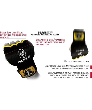 Beast Gear Pro Boxing Inner Gloves - High-Quality Gel Gloves for MMA & Martial Arts - Black/Yellow L - Buy Online on SooperMarket.com