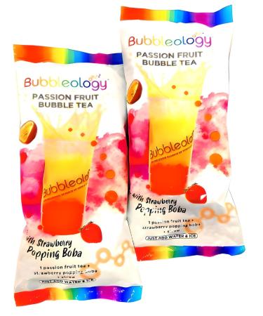 Bubbleology Passion Fruit Bubble Tea with Strawberry Popping Boba Pack of 2