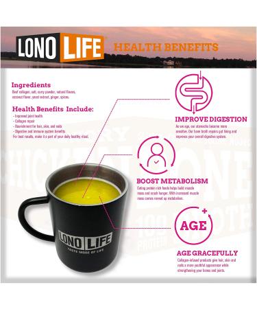 LonoLife Thai Curry Beef Bone Broth Powder - 10g Protein, Paleo & Keto Friendly, Gluten-Free - 8oz Bulk Container, 15 Servings - Packaging May Vary - Buy Online on SooperMarket.com