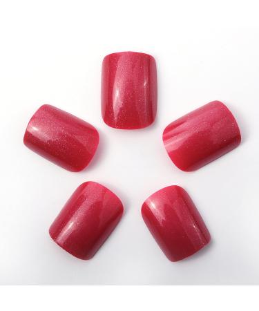 Buy Novo Ovo Short Corner Oval Press-On Nails - Angular Rose Red Monochrome | Long-Lasting Artificial Fingernails with Glue - International Shipping Available - Buy Online on SooperMarket.com