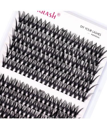 Individual Lashes Fadlash Cluster Eyelash Extension 30+40 Root 0.07mm D Curl 14mm Individual Lashes Cluster Self-Application DIY Lashes Extensions 14mm DH-30D+40D-0.07-D