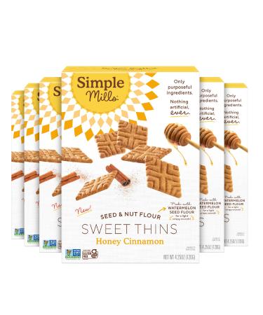 Simple Mills Sweet Thins Cookies, Nut & Seed Flour, Honey & Cinnamon, Gluten Free, Paleo Friendly, Healthy Snacks, 4.25 oz Pack of 6 Honey Cinnamon 4.25 Ounce (Pack of 6)