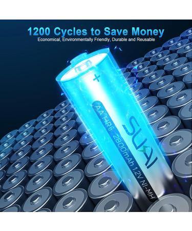 SUKAI AA Rechargeable Batteries 2800mAh High Capacity 1.2V Ni-MH Low Self Discharge Pre-Charged Reusable Batteries 24 Packs - Buy Online on SooperMarket.com
