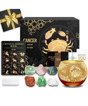 Aovila cancer gifts for women cancer tealight holder candlestick crystals cervical stones gift box set zodiac sign astrology gifts birthday gifts for women mom best friends crab with tealight holder
