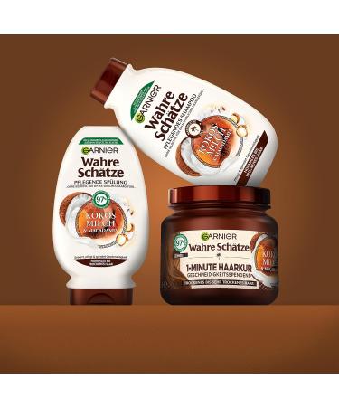 True Treasures 1-Minute Hair Treatment - Nourishing Coconut Milk & Macadamia Oil for Dry Hair | Vegan Formula | 340ml - Buy Online on SooperMarket.com