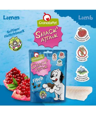 Granatapet Snack 'Attack Fish' - 100g Soft Dog Treats | 2 Pack | Grain-Free Sugar-Free Delicious Snacks for Dogs - Buy Online on SooperMarket.com