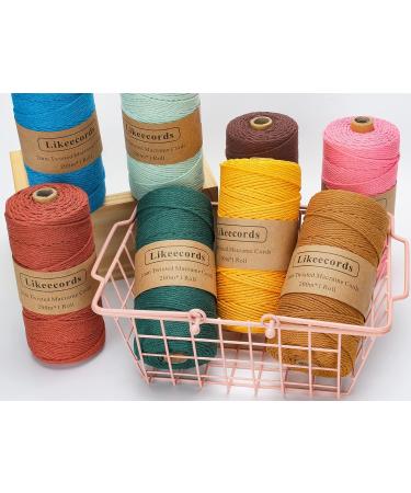 2mm x 219yd Macrame Cord - Natural White Cotton Twine String for DIY Knitting & Plant Hangers - Rustic Craft String for Christmas Wedding Decor - Buy Online on SooperMarket.com