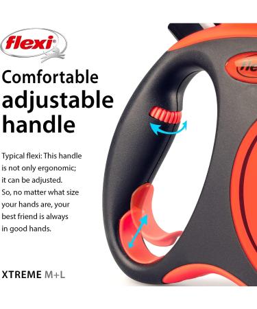 Flexi Xtreme Tape Orange & Black Medium 5m Retractable Dog Leash/Lead for dogs up to 35kgs/77lbs Orange & Black Medium (5m) - Buy Online on SooperMarket.com